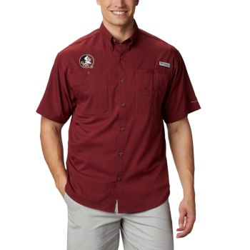 Columbia Collegiate PFG Tamiami Short Sleeve - Florida State, Camisa Rojos Oscuro Para Hombre | 3892